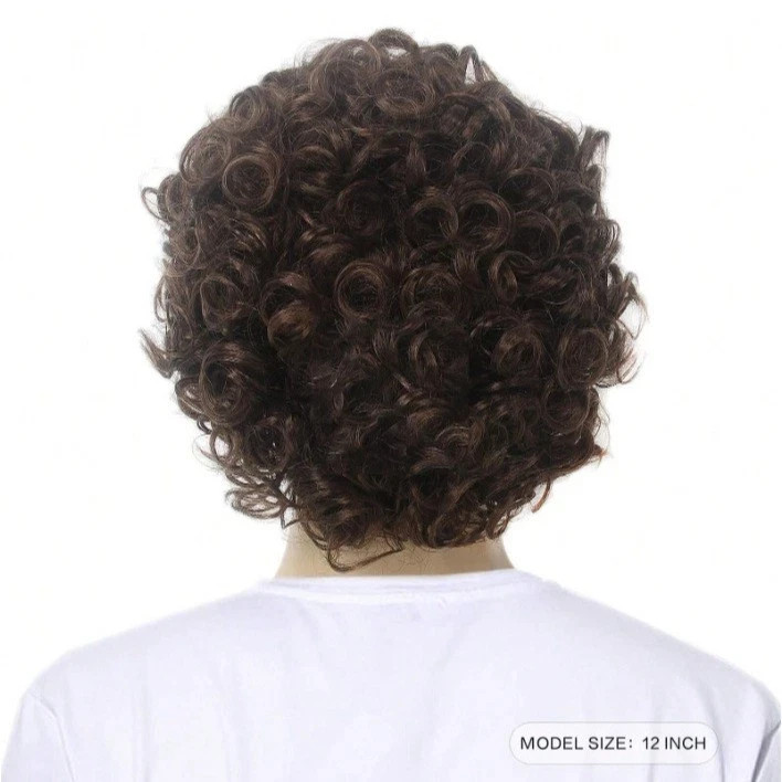 Short Curly Brown Afro Wig for Male Guy California Mens Cosplay Costume Daily