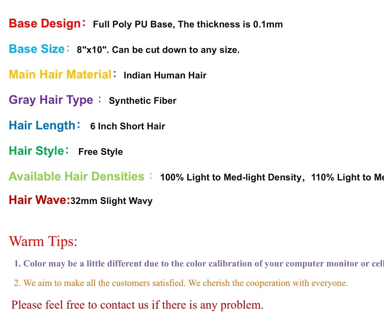 All Poly Mens Toupee Human Hair Replacement System Skin PU Grey Brown Hairpiece