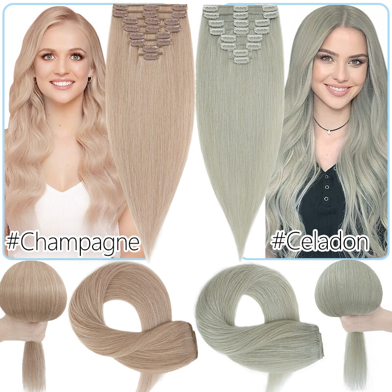 Clip In 100% Remy Real Human Hair Extensions Full Head Highlight Ombre US 8″-24″