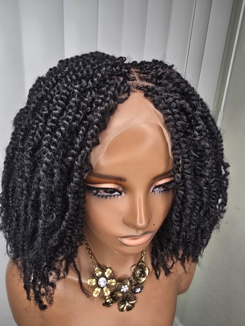 Black 360 Full Lace Kinky Twist Synthetic Braided Wig – Natural, Classy & Ready