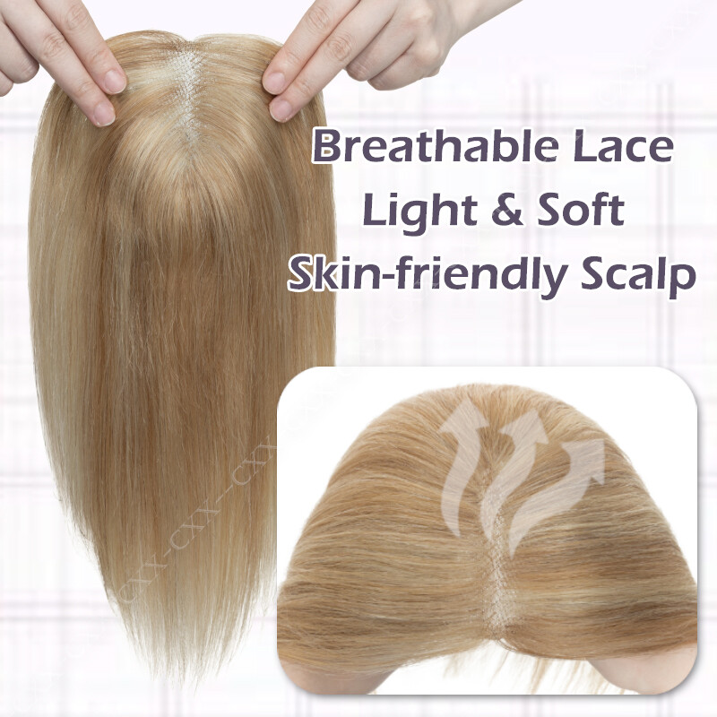 8x10cm Swiss Lace Clip in Topper Remy Human Hair Women Toupee Free-Part Straight