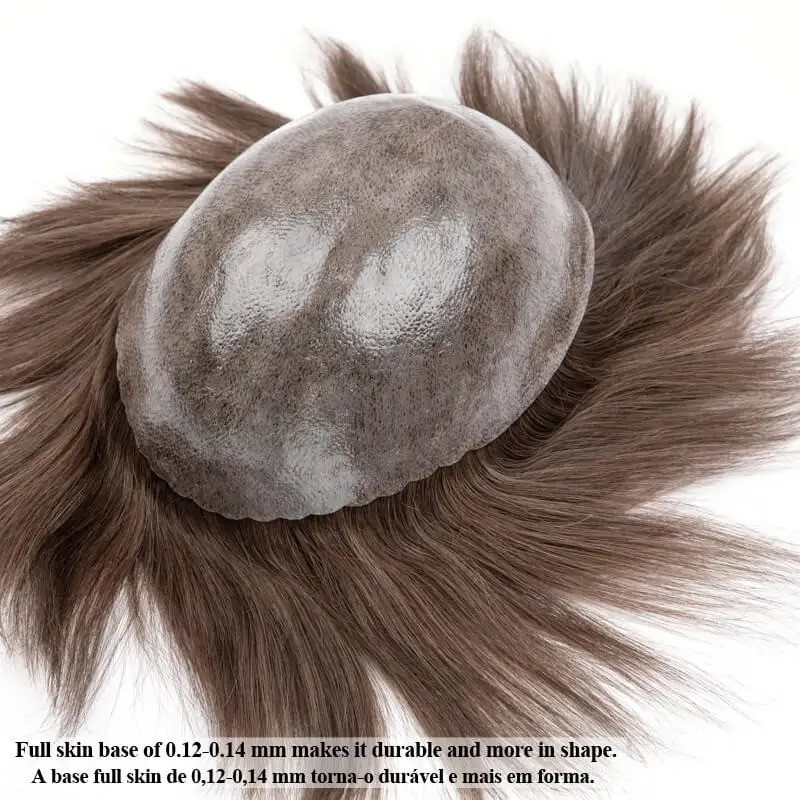 Men’s Hair Toupee 100% Human Hair Skin Base 8×10 30mm Wave Natural Black