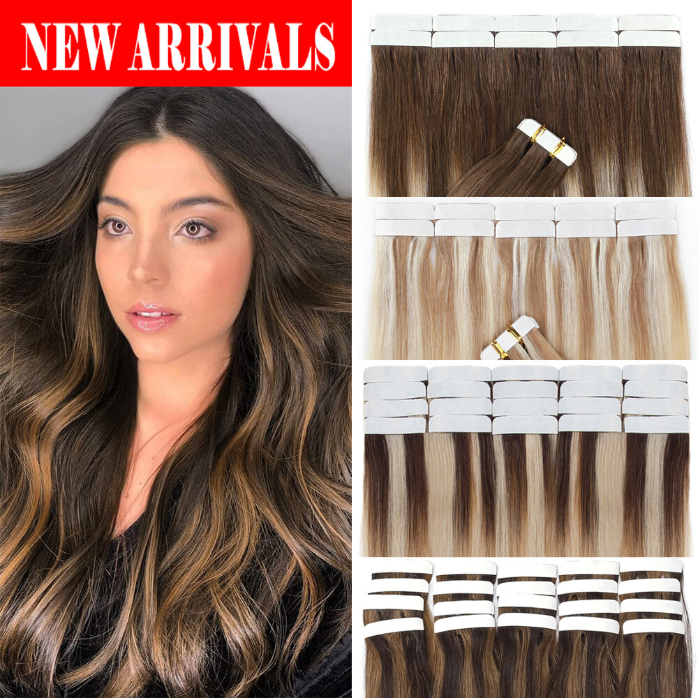 Body Wave 100% Human Hair Remy Virgin Russian Tape In REAL Hair Extensions Soft