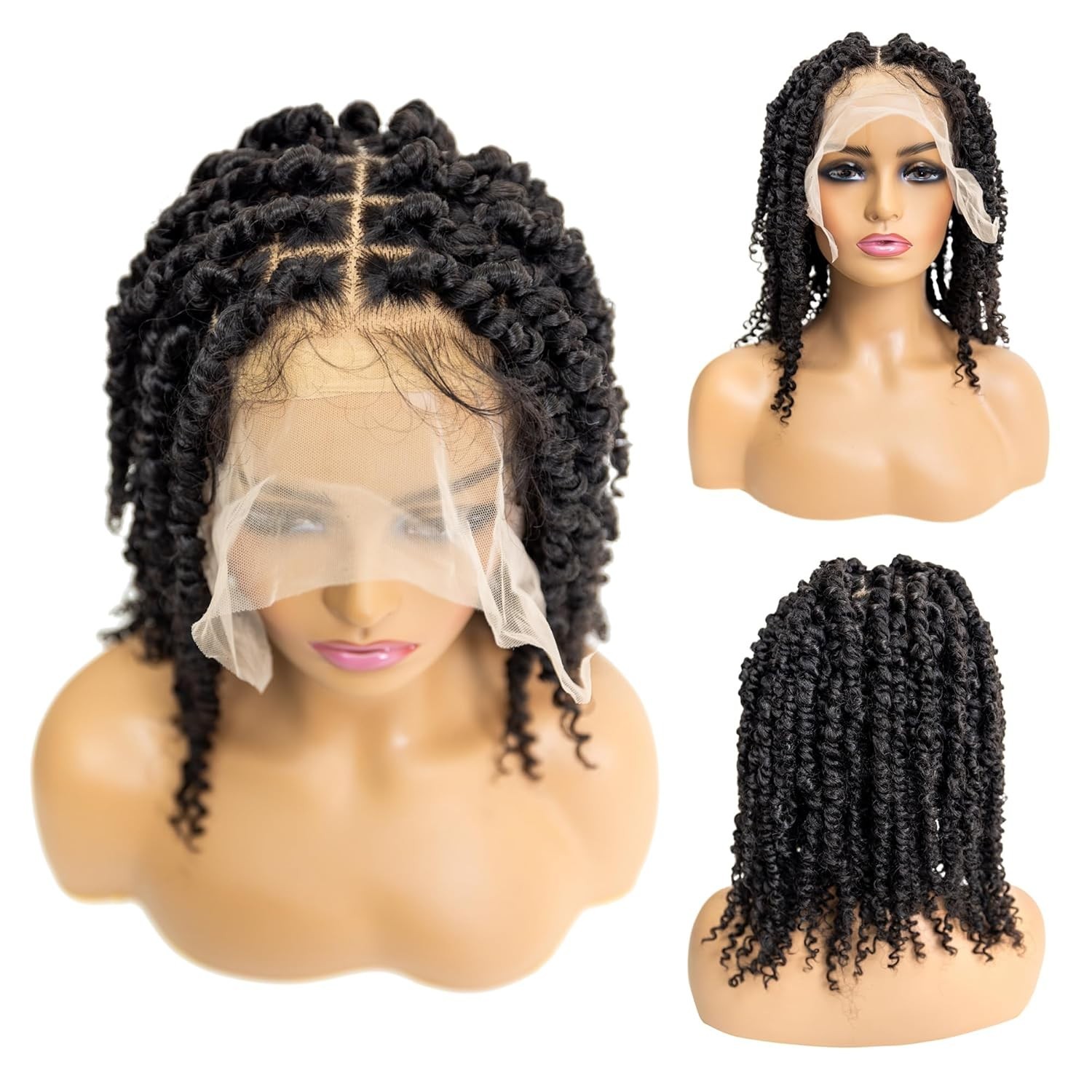 Stylish 12” Spring Twist Braided Lace Wig for Modern Black Women – Easy to Wear
