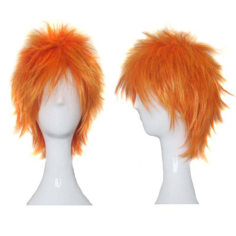 Anime Bleach Kurosaki Ichigo Costume Orange Wigs Hair For Halloween Cosplay Prop