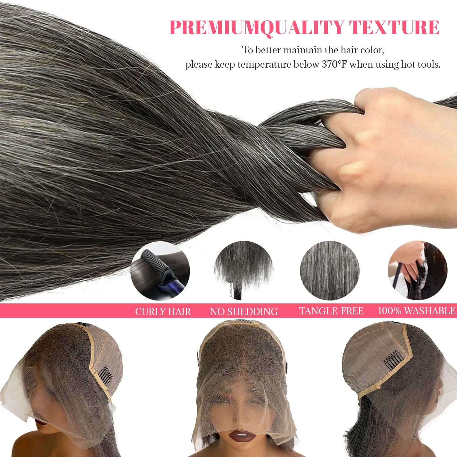 Smartinnov Ombre Grey 10 Inch Salt And Pepper Short Bob Wigs Human Hair Blunt