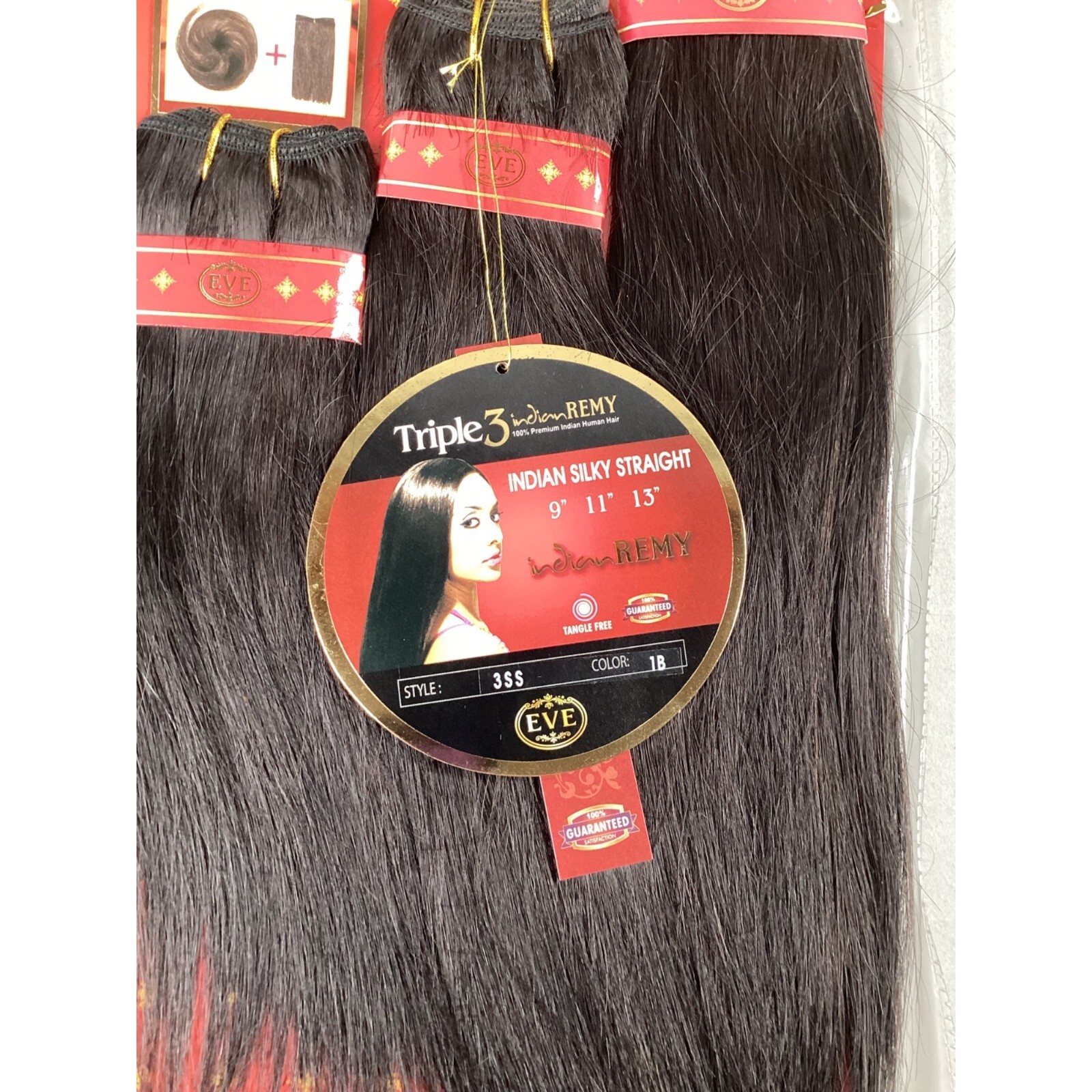 #1B Off Black Triple Yaki Indian Remy 9″ 11″ 13″ Human Hair Extensions W/ Bang