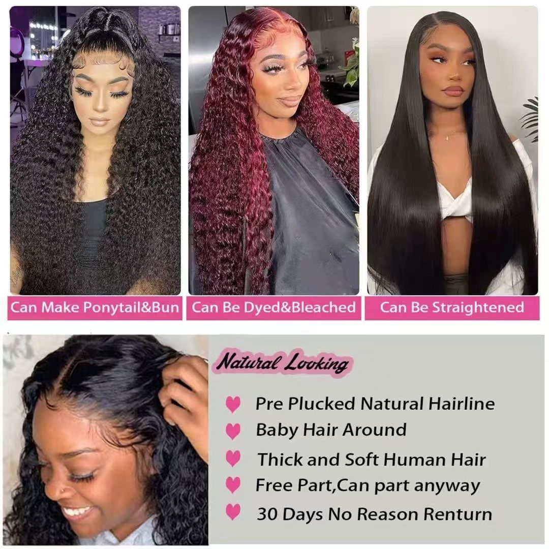 5×5 Deep Wave Transparent Lace Wigs 200% Density Natural Color Wigs Human Hair