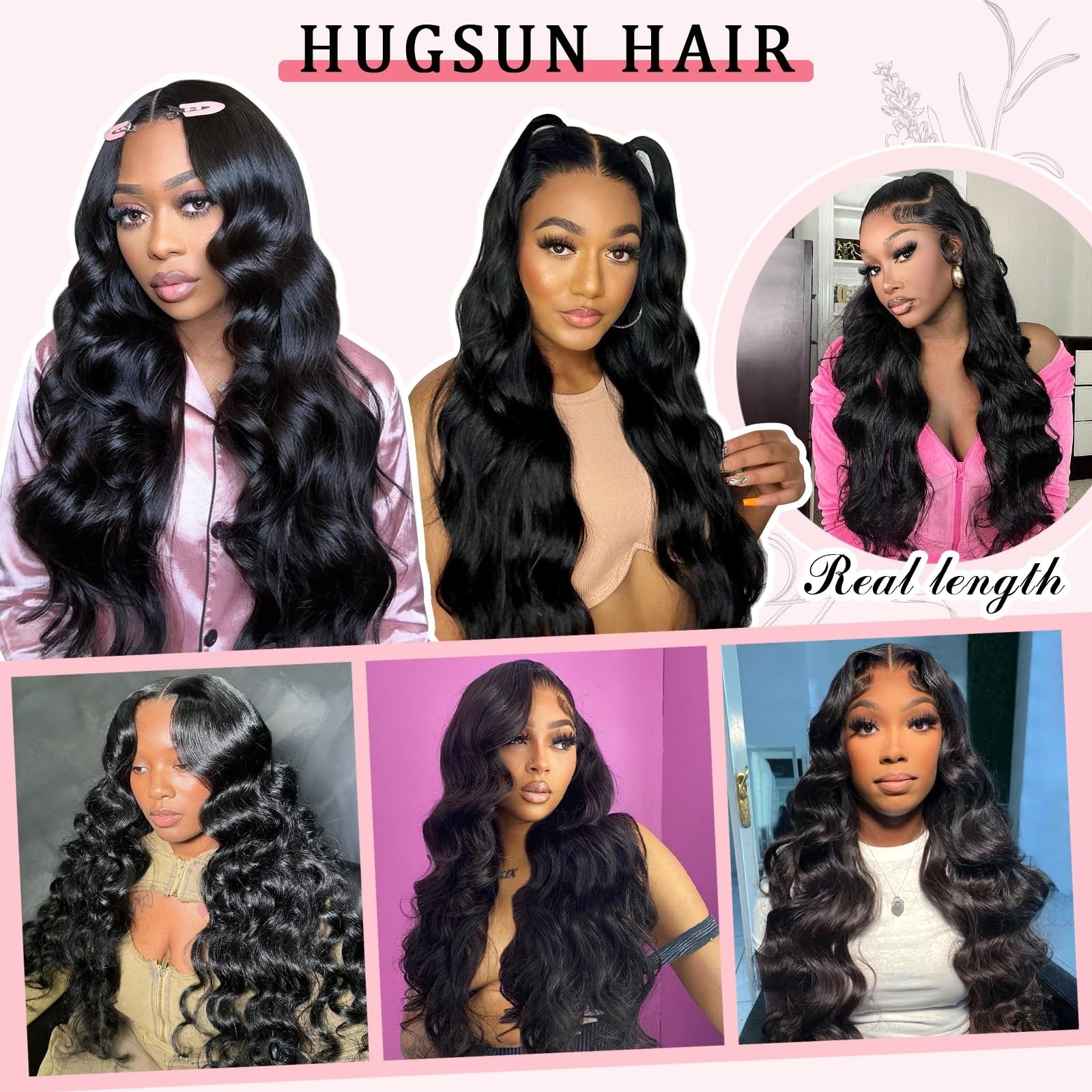 40″ 13×6 Body Wave Lace Front Wig, 250% Density, HD Glueless, Pre-Plucked, Natur
