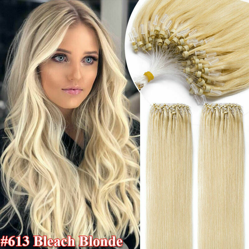 Micro Rings Loop Hair Extensions Micro Bead Link Remy Human Hair Balayage Blonde