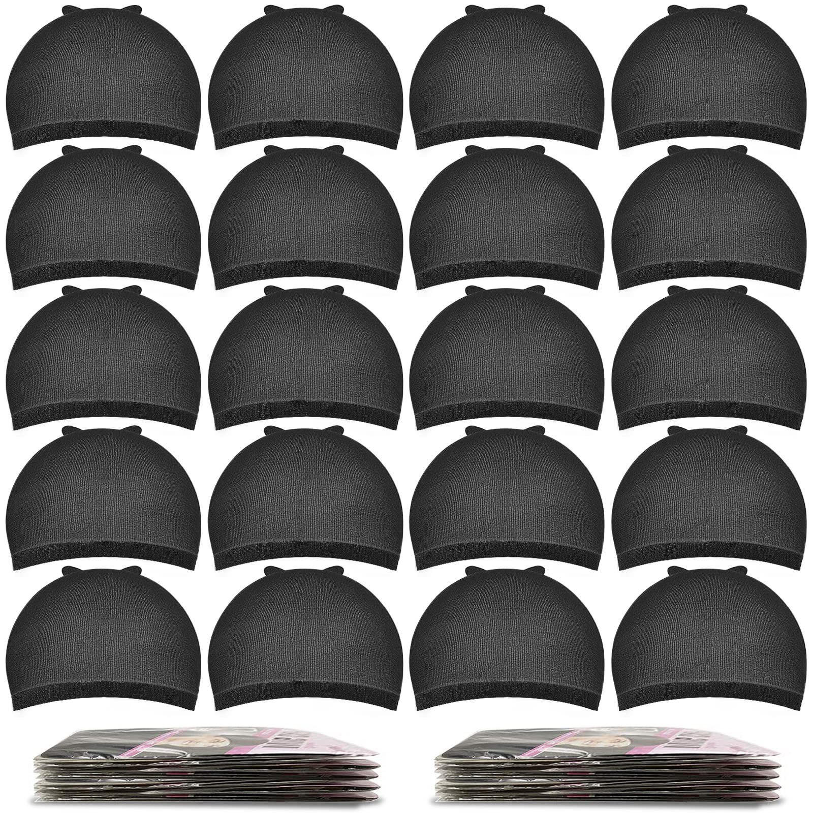 MORGLES 20 Pcs Wig Caps for Women, Stocking 20 Count (Pack of 1), Black
