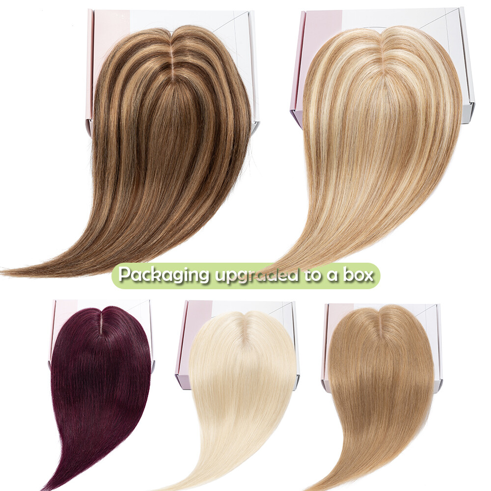 SALE Topper Hairpiece Clip In Remy Human Hair Toupee with Bangs Top Silk Base US
