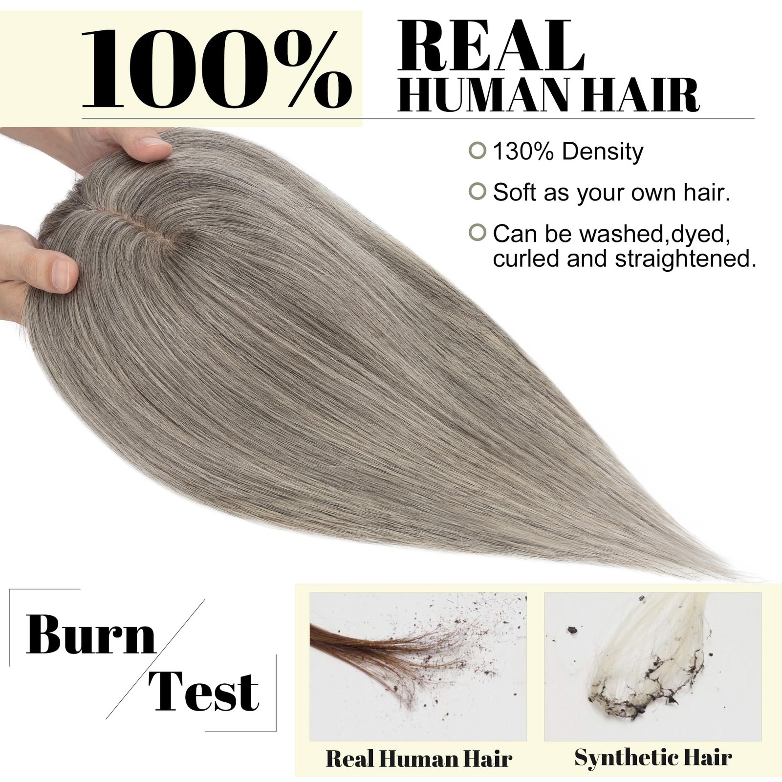 Sego Grey Hair Toppers For Women Real Human Hair Bangs Salt And Pepper Hair