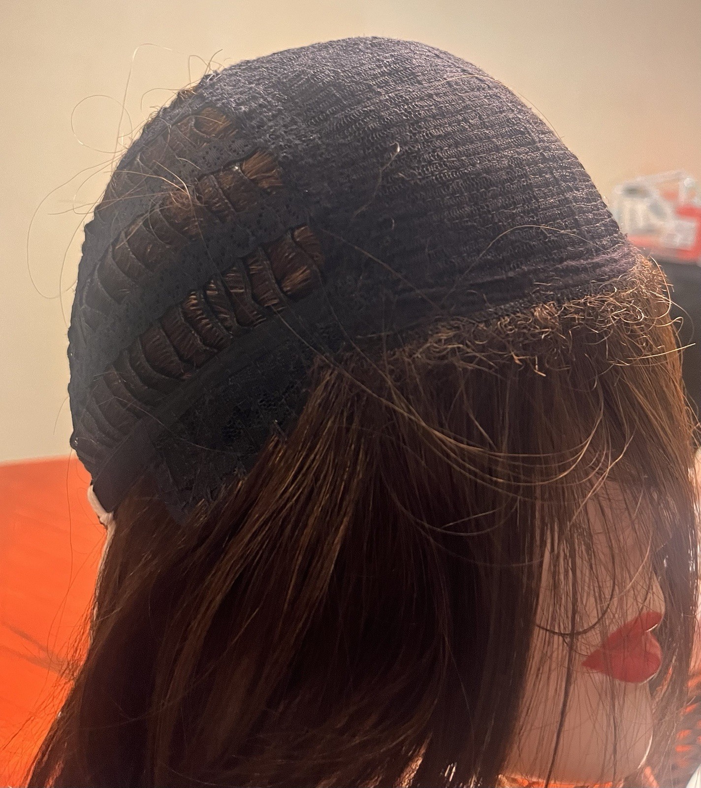 Rene of Paris Laine Wig Ginger Brown Straight Layered Side Part Basic Cap