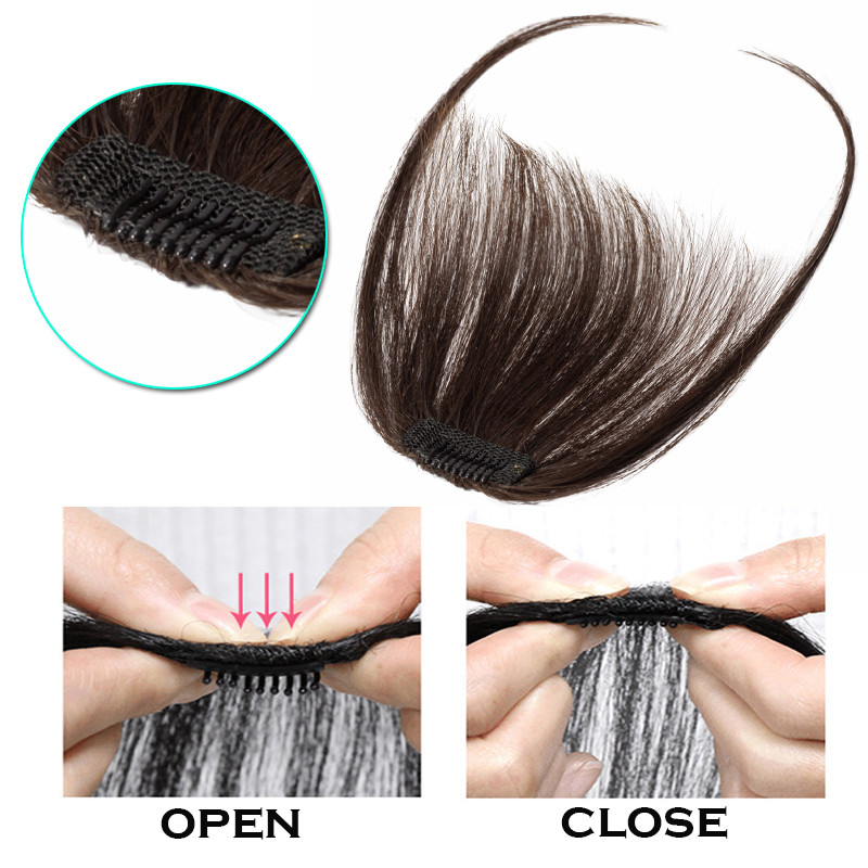 Invisible Clip In Thin Bangs Fringes 100% Real Remy Human Hair Extension US Ship