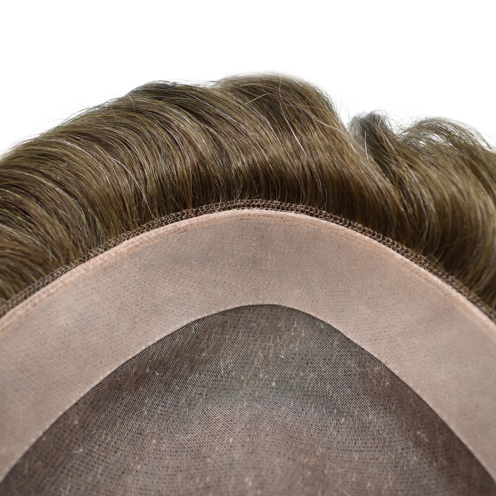 Fine Mono Mens Toupee Poly Skin Hairpiece Human Hair Systems for Men Hair Unit