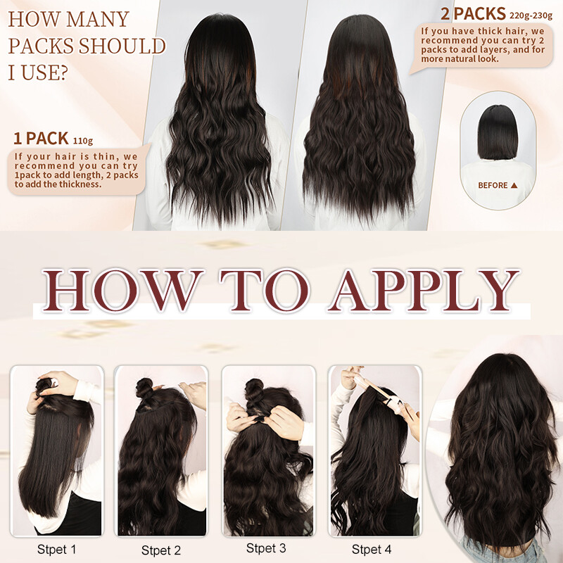 One Piece Invisible Wire Hair Extensions Thick Clip In Hairpiece Real as Human