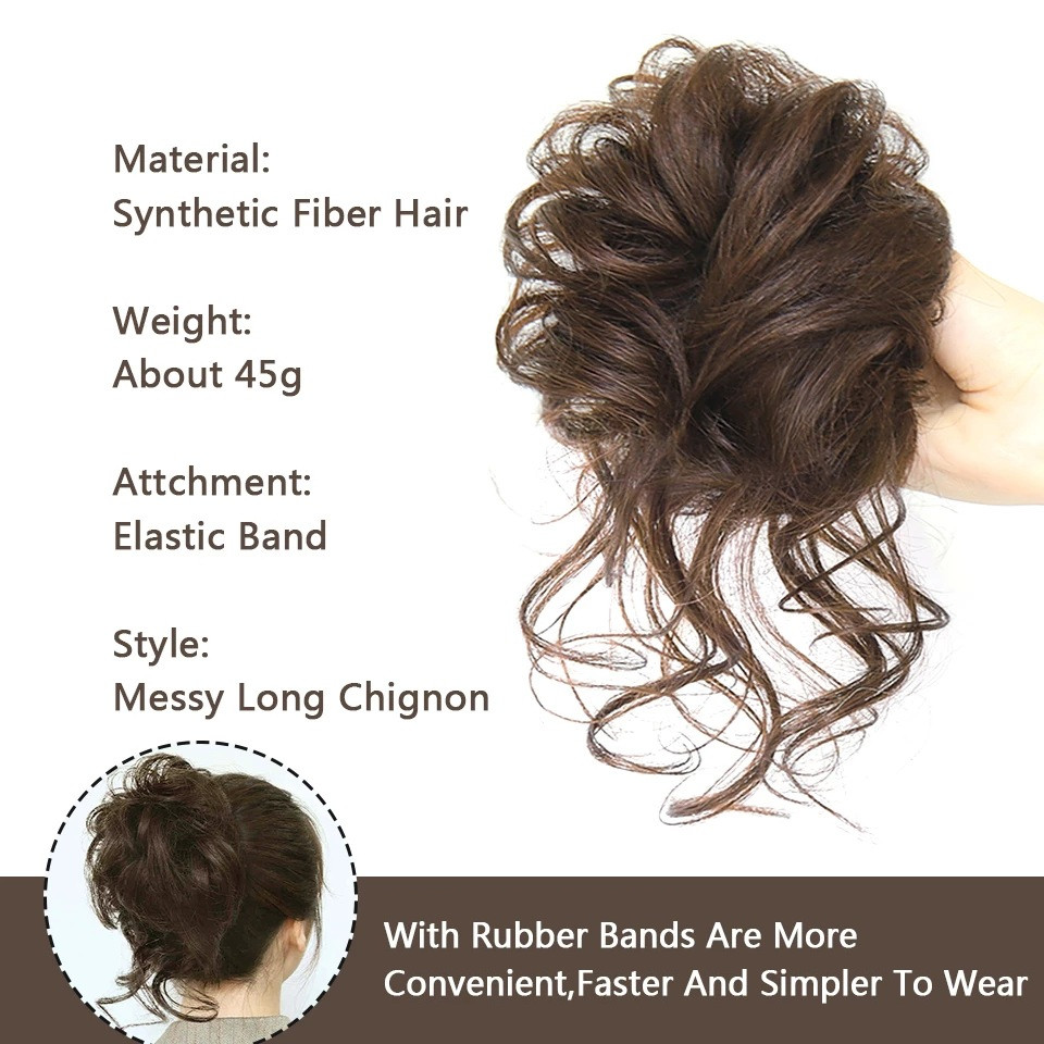 Natural Curly Messy Bun Hair Piece Scrunchie Updo Hair Extensions Real as Human