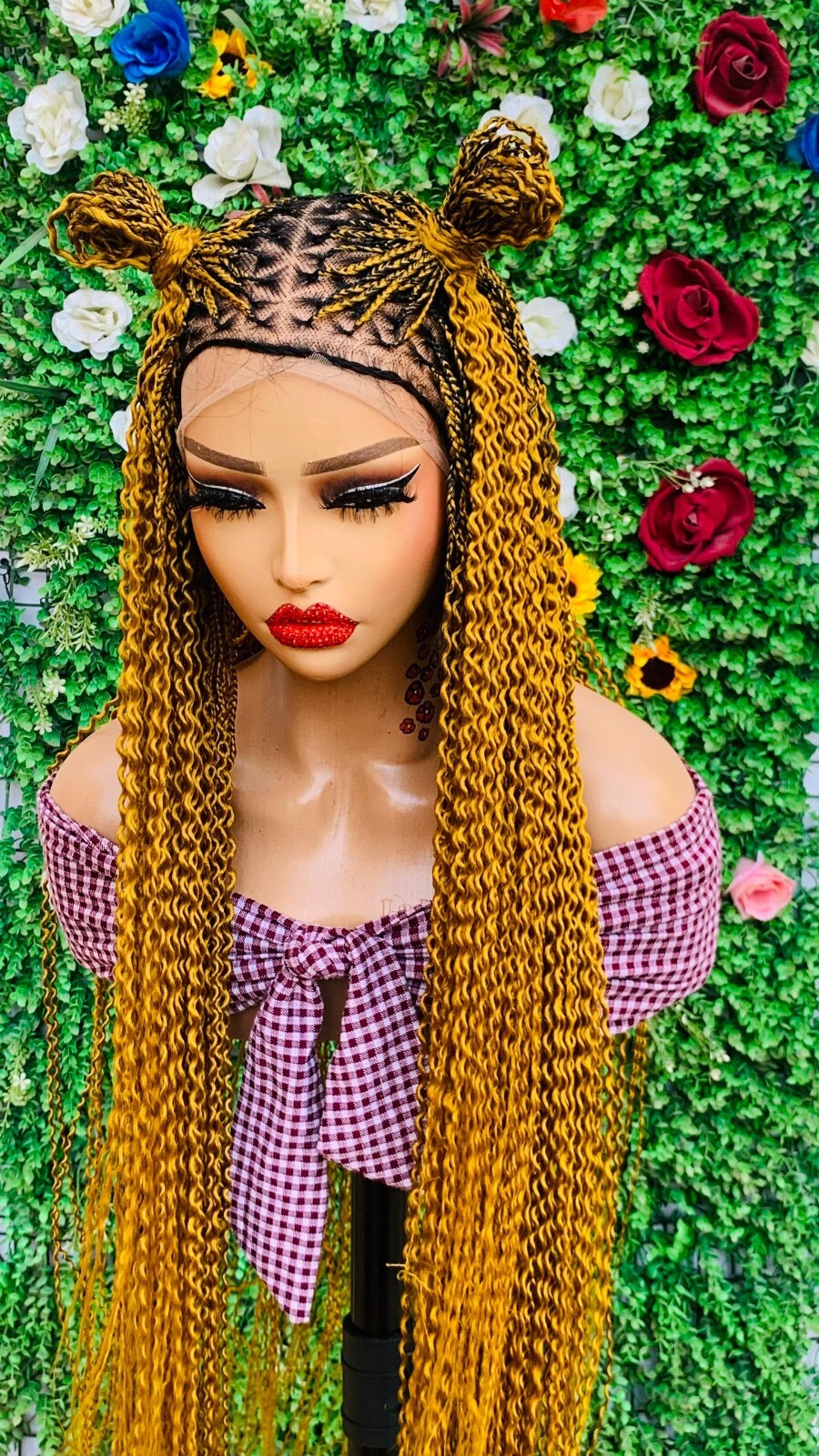 KNOTLESS WATERMELON BRAIDED WIG ON 13*6 LACE CLOSURE 42″