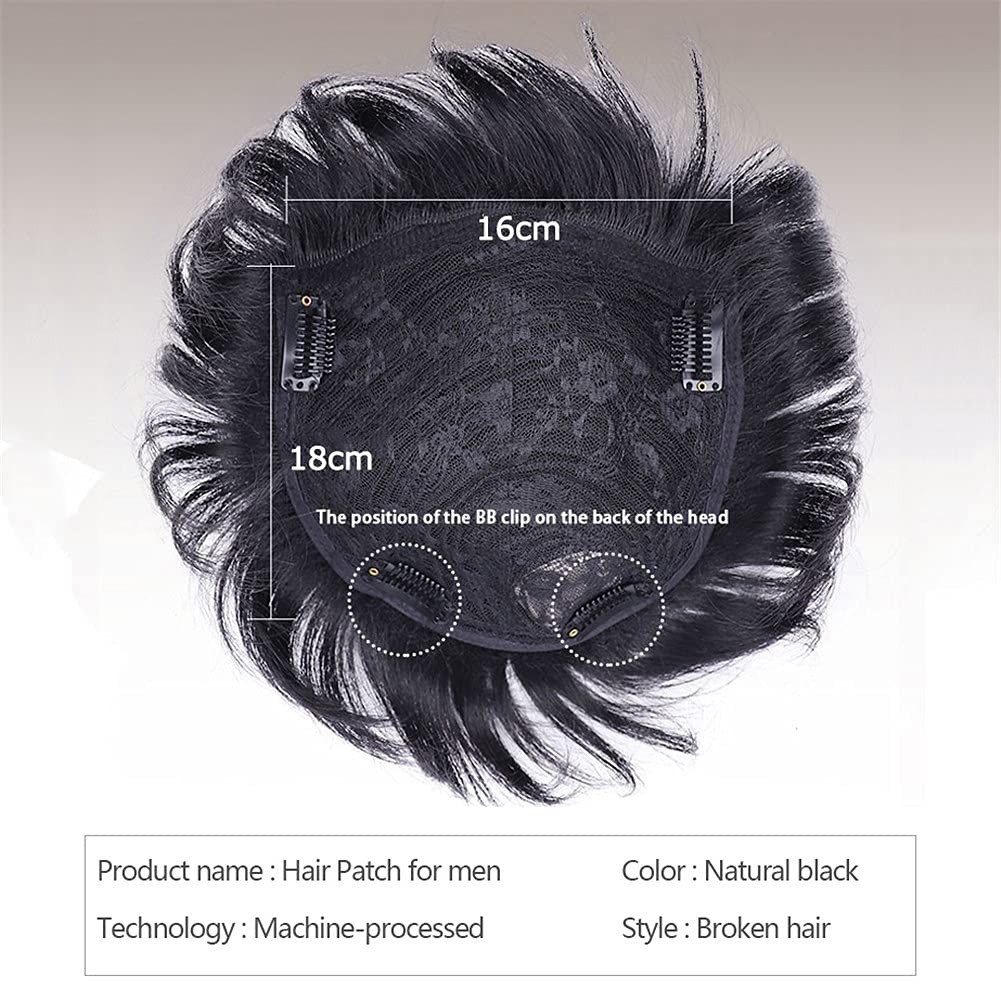 Short Toppers Hairpiece Real Human Hair Clip in Clip in Hair Pieces Wig For Men