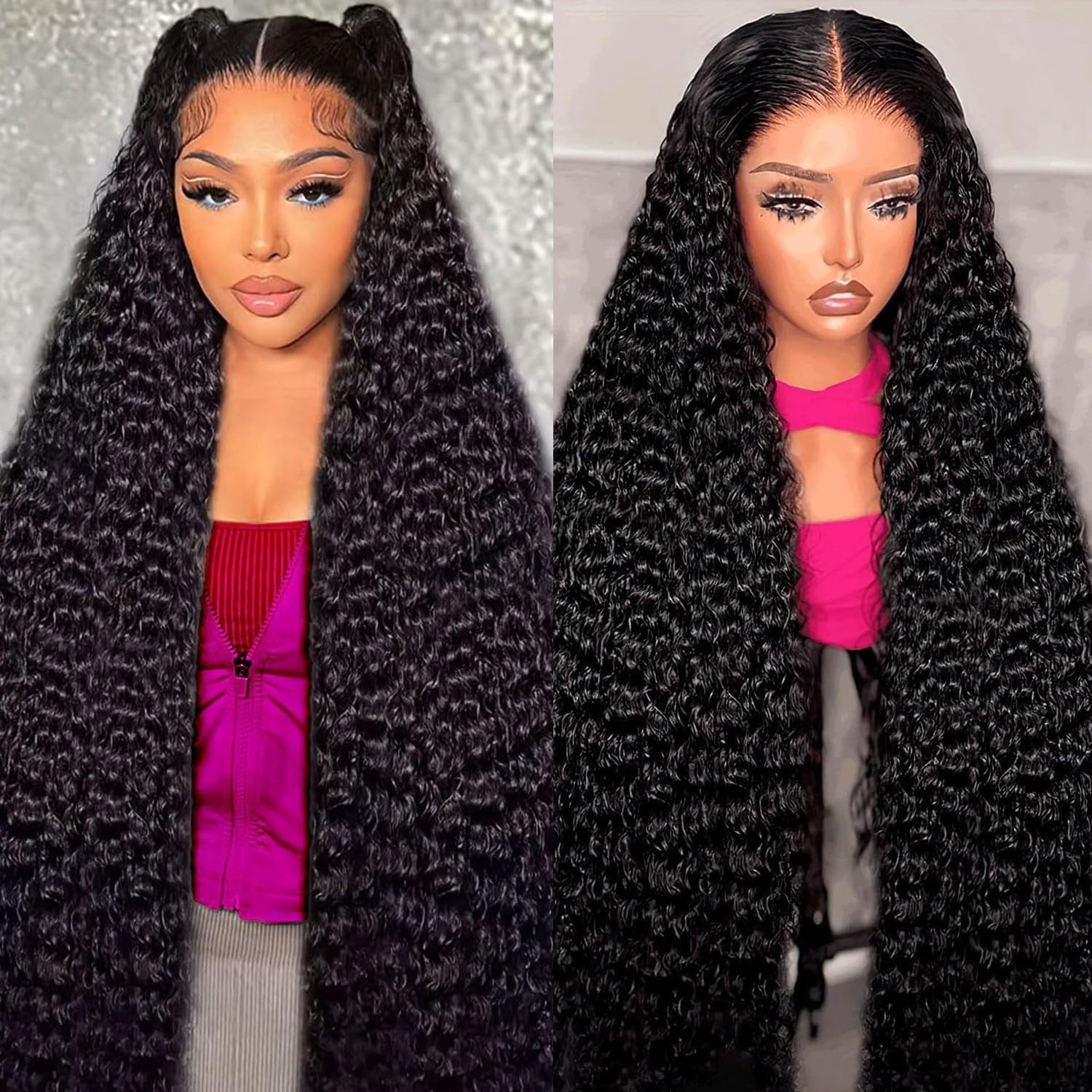 30″ 5×5 HD Lace Closure Wig, Human Hair Deep Wave, Wet & Wavy, 180% Density