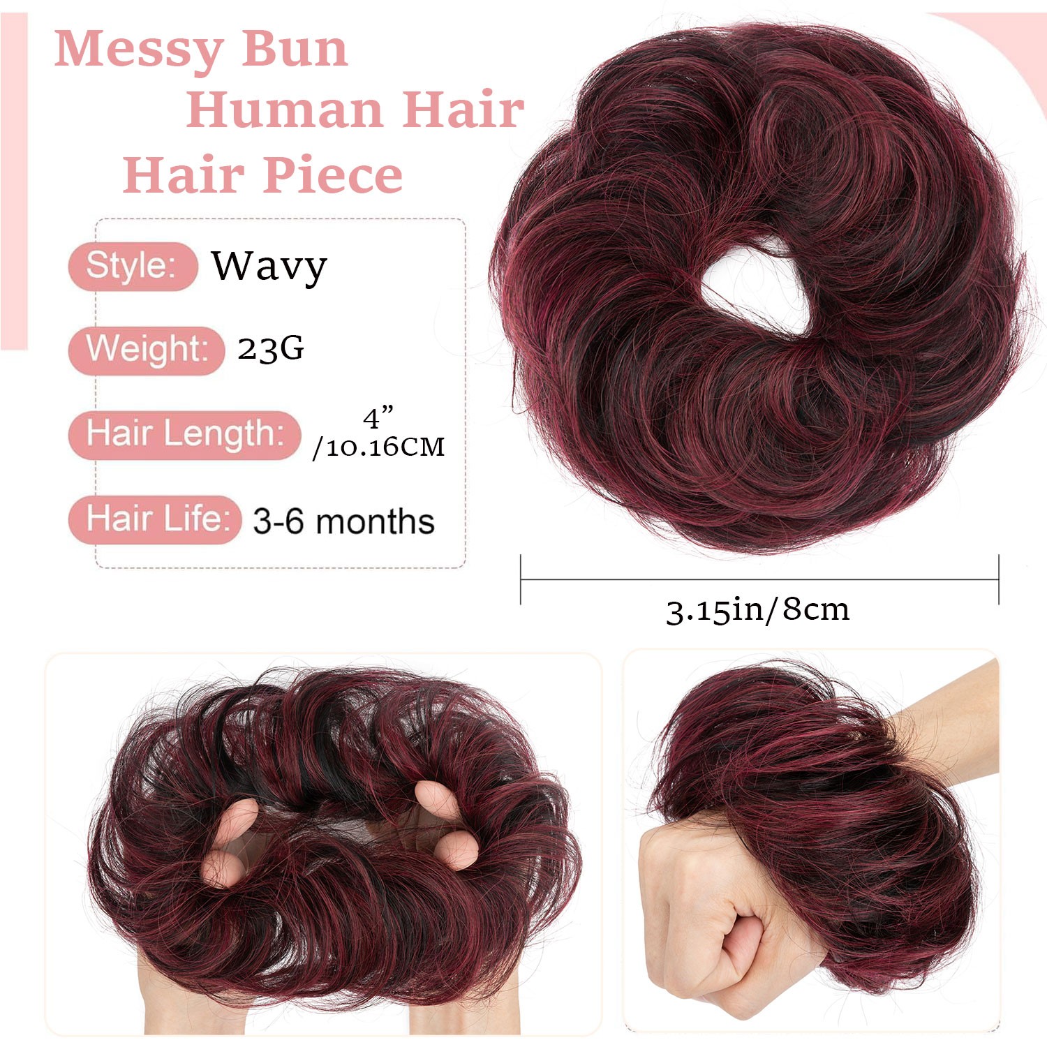 USA Messy Bun Remy Real Human Hair Piece Wrap on Scrunchie Updo Hair Extensions