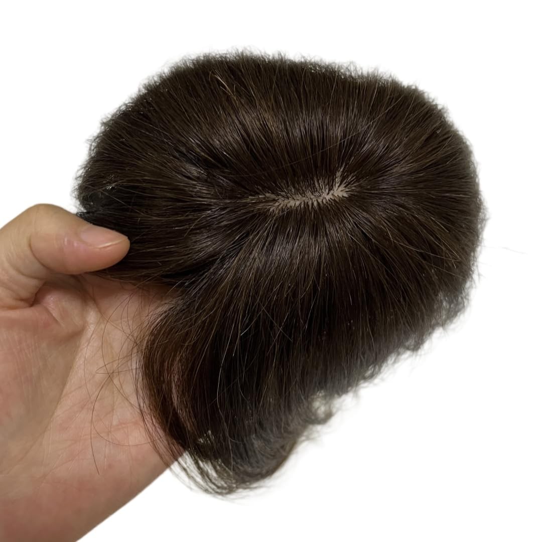 Realistic Human Hair Toppers with Glueless Clips – Custom Style Dark Brown