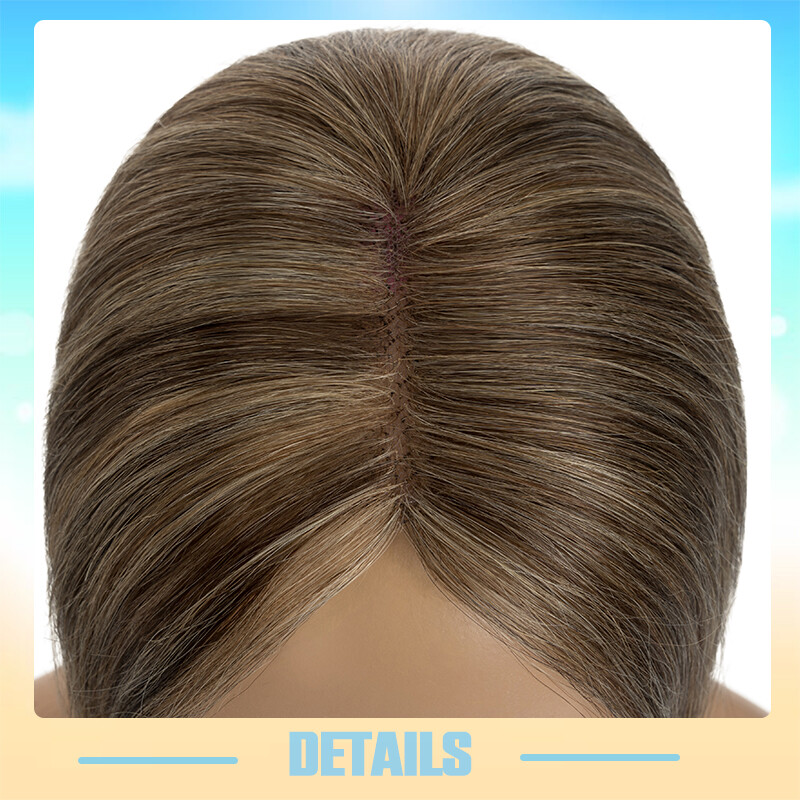 Free Part Full Lace Topper Hairpiece Clip in 100% Remy Human Hair Piece Toupee
