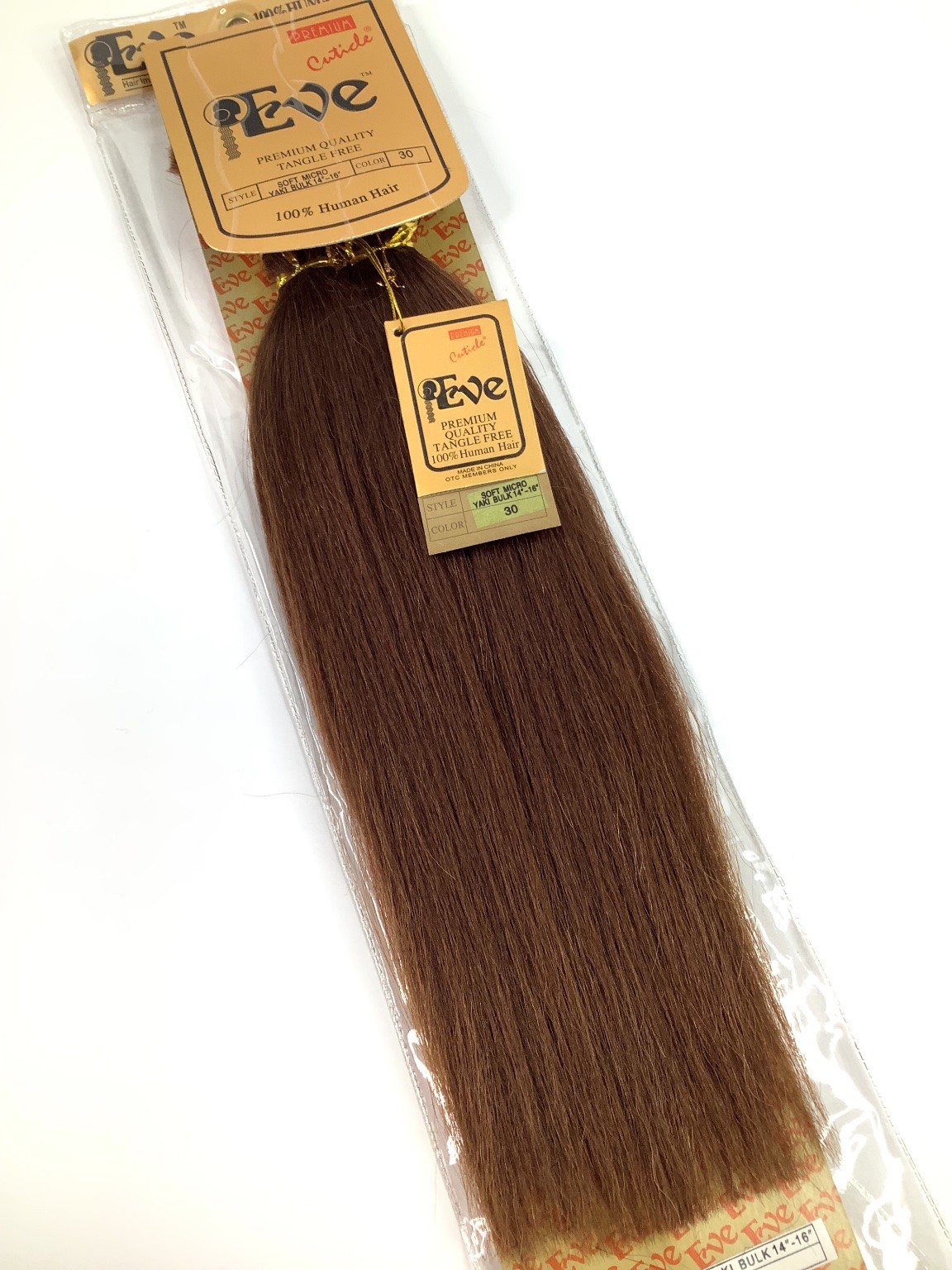 Eve 100% Human Hair Extensions Soft Micro Yaki Bulk 14″-16″ Color 30 Tangle Free