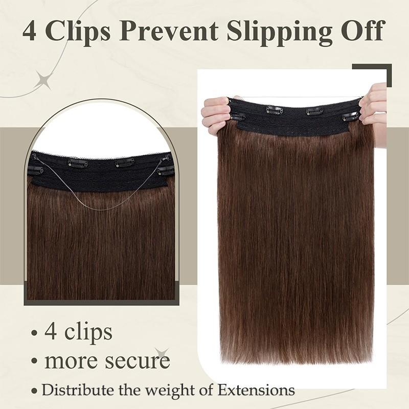 THICK Hidden Weft Wire Clip 100% Remy Human Hair Extensions Hairpiece Nano Ring