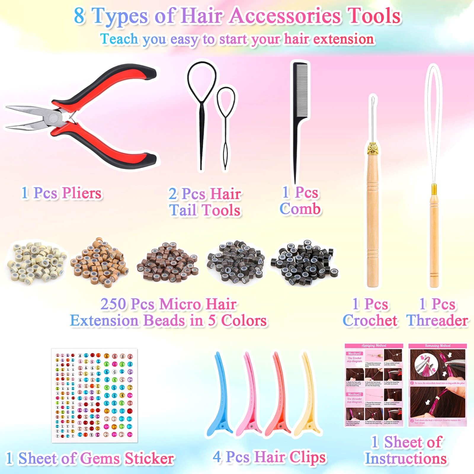 Hair Tinsel Kit, 16 Colors, 3200 Strands Tinsel & 12 Colors Hair Feathers – S…