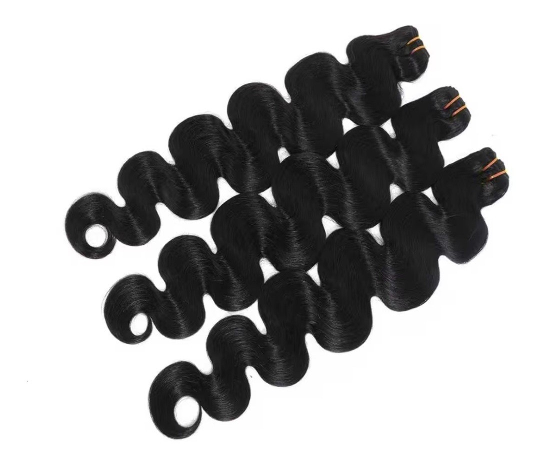 Body Wave Black Human Hair Extensions Weaving Soft No Shedding Tangling