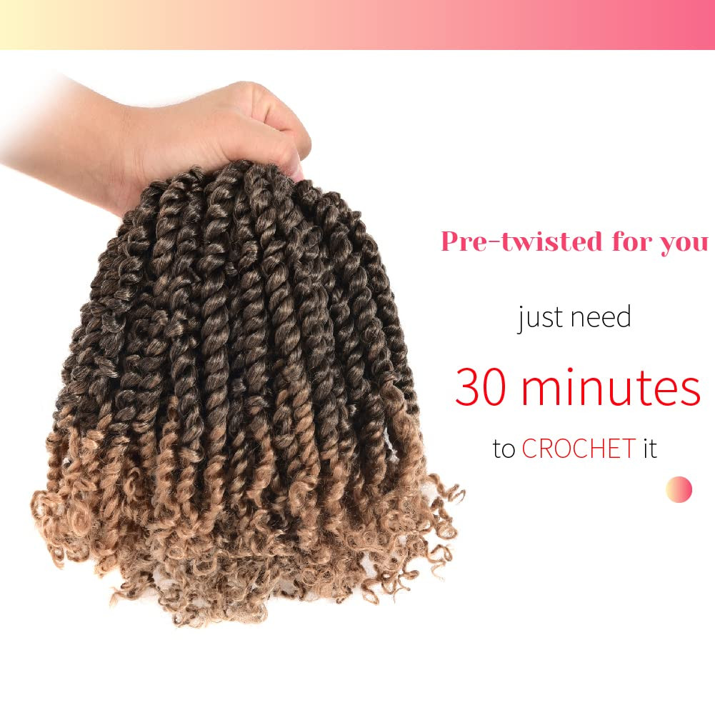 The Pre-twisted Passion Twist Crochet Hair 6 Inch Short Pre-looped Crochet Pa…