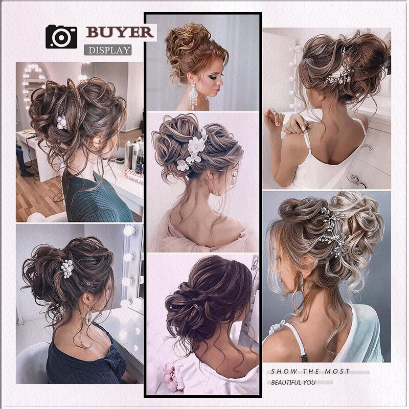Clip on in Messy Bun Curly Hair Piece Extensions Hair Wedding Claw Clip AS REAL