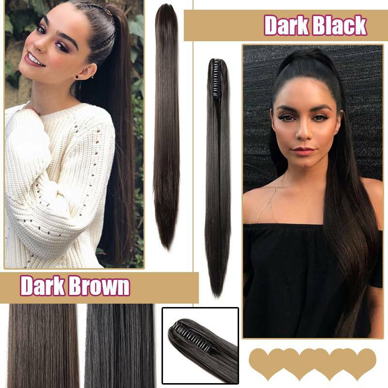 Real Thick Hair Claw-On Ponytail Hair Extension Piece Clip In Pony Tail as Human