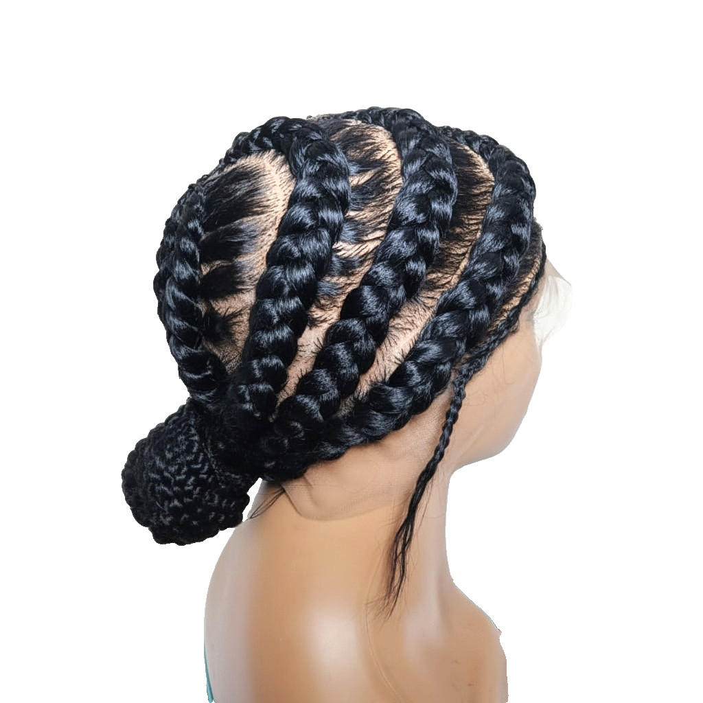 Black Bun Wig. Brush Braided Wig. Full Lace with Baby Hair.