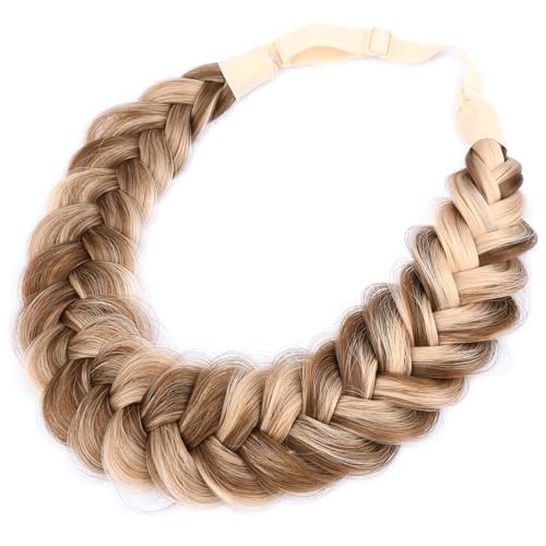 Messy Wide 2 Strands Synthetic Hair Braided Headband Hairpiece Highlighted