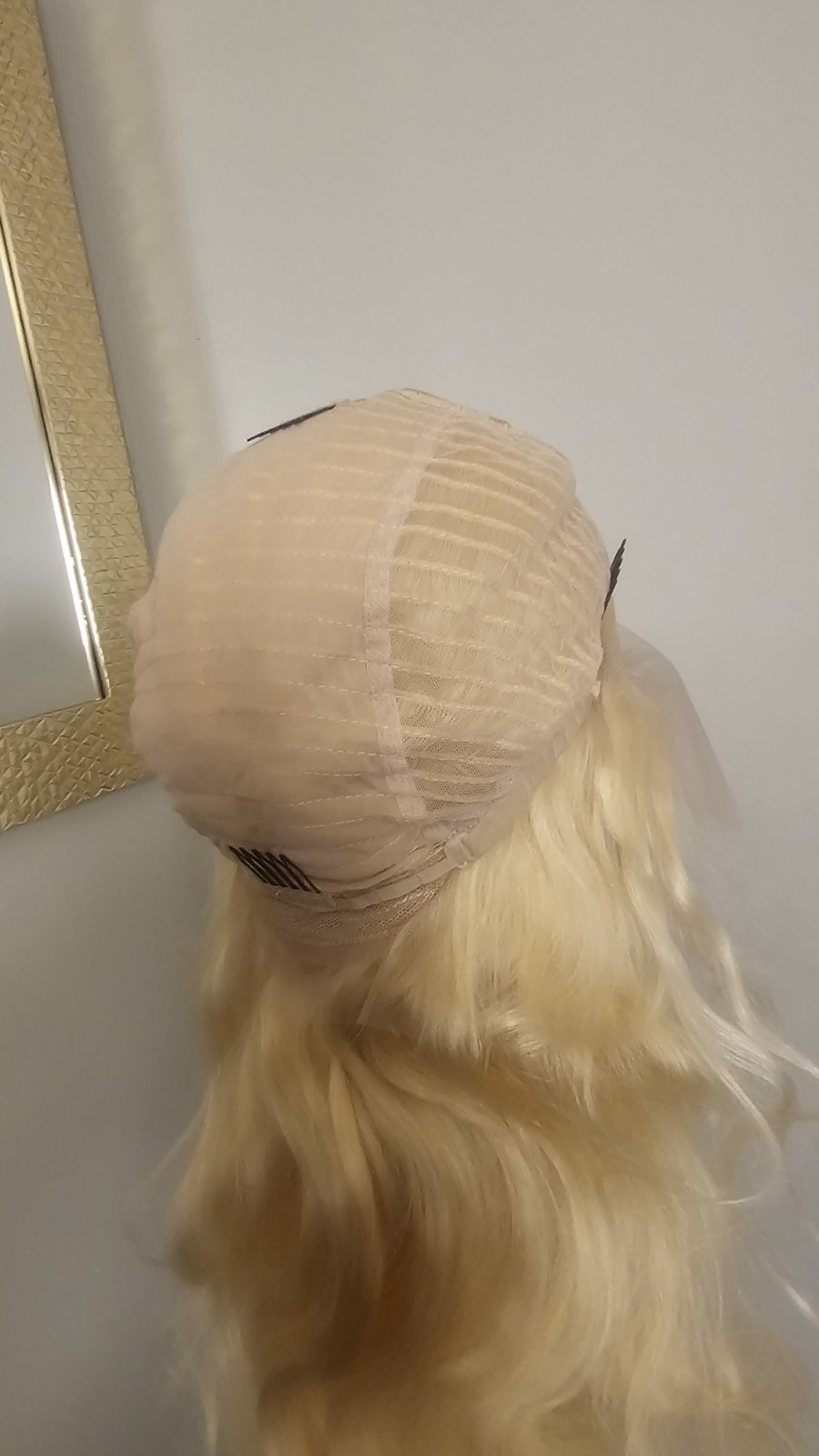 High Quality regular Top 28 ” blonde straight 100% Virgin Human Hair Lace Wig