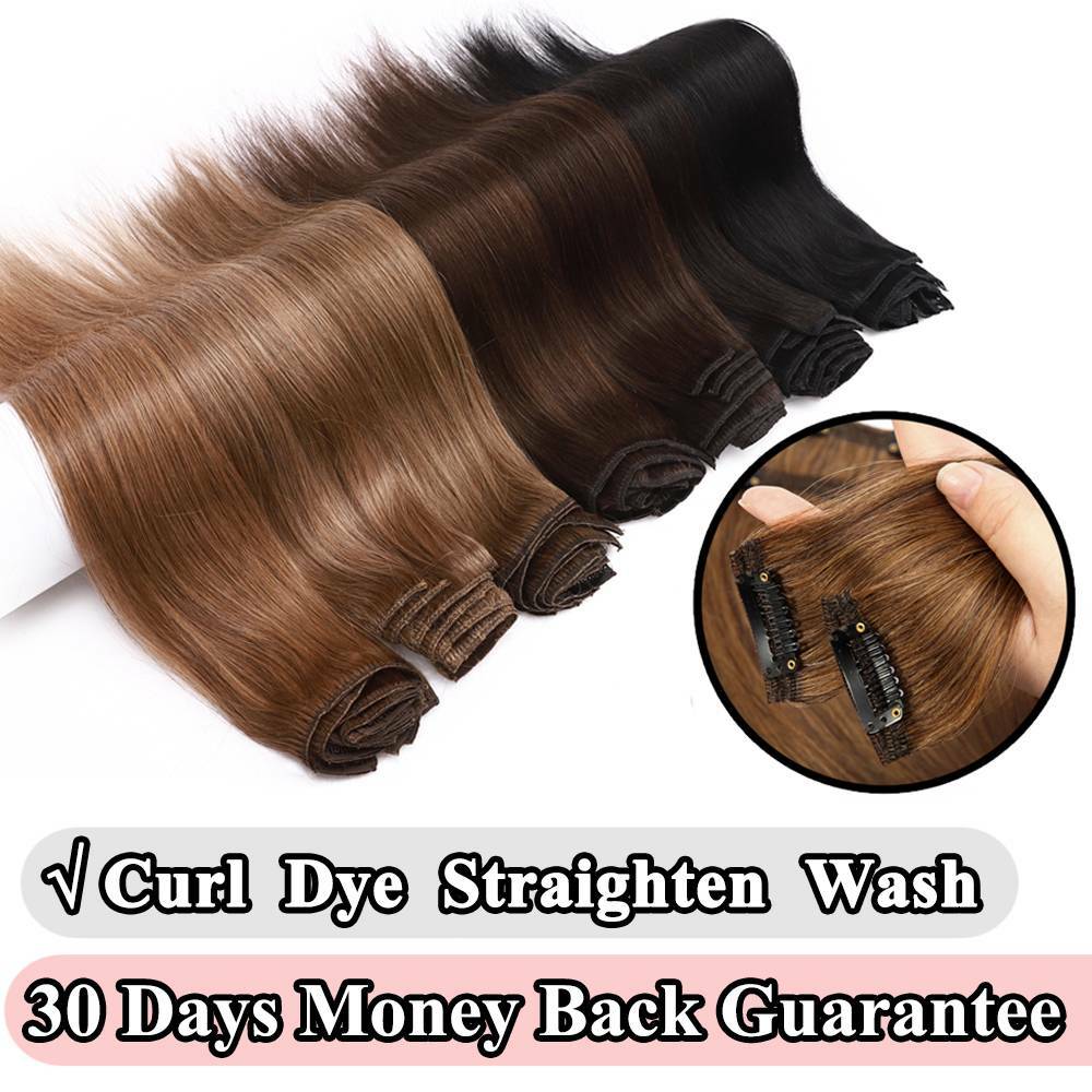 8PCS Clip In Hair Extensions 100% Real Soft Human Hair Weft Any Color 14″-24″ US