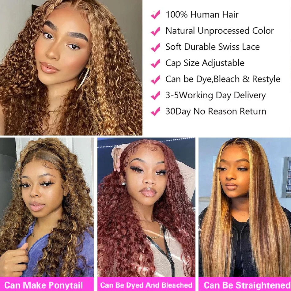 Highlight Wig Human Hair Ombre Hd Lace Wig 13×6 Deep Curly Lace Frontal Human