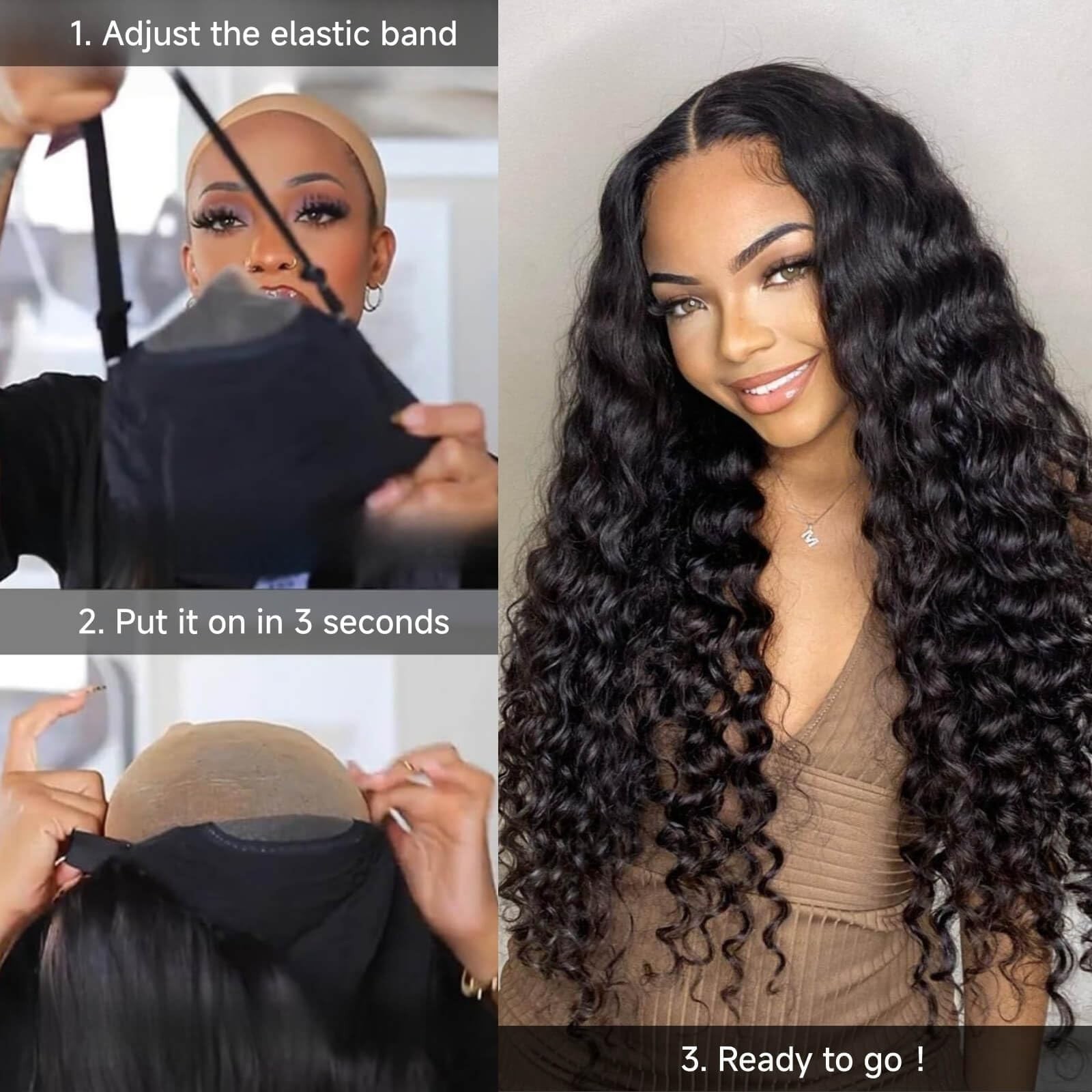 28″ Deep Wave Glueless Human Hair Wig – 5×5 HD Lace Closure, Pre-Plucked, 200 De