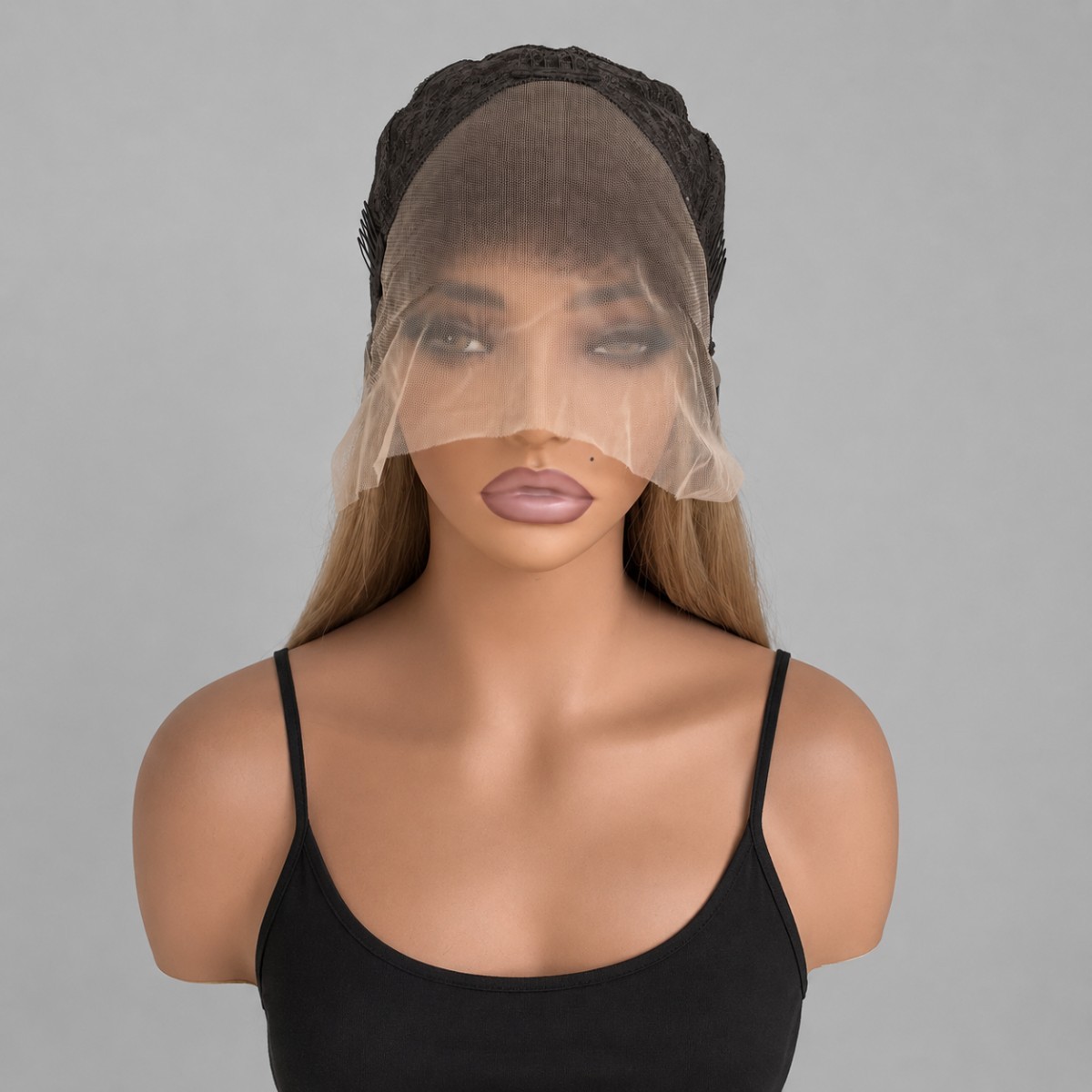 Layered Lace Frontal Wig Natural Long Straight Synthetic Hair Blended blonde