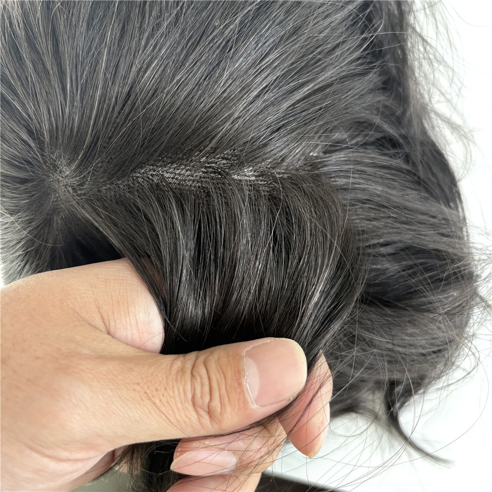 Men Toupee Human Hair Mono Base Replacement Hairpiece Natural Hairline Mens Wig