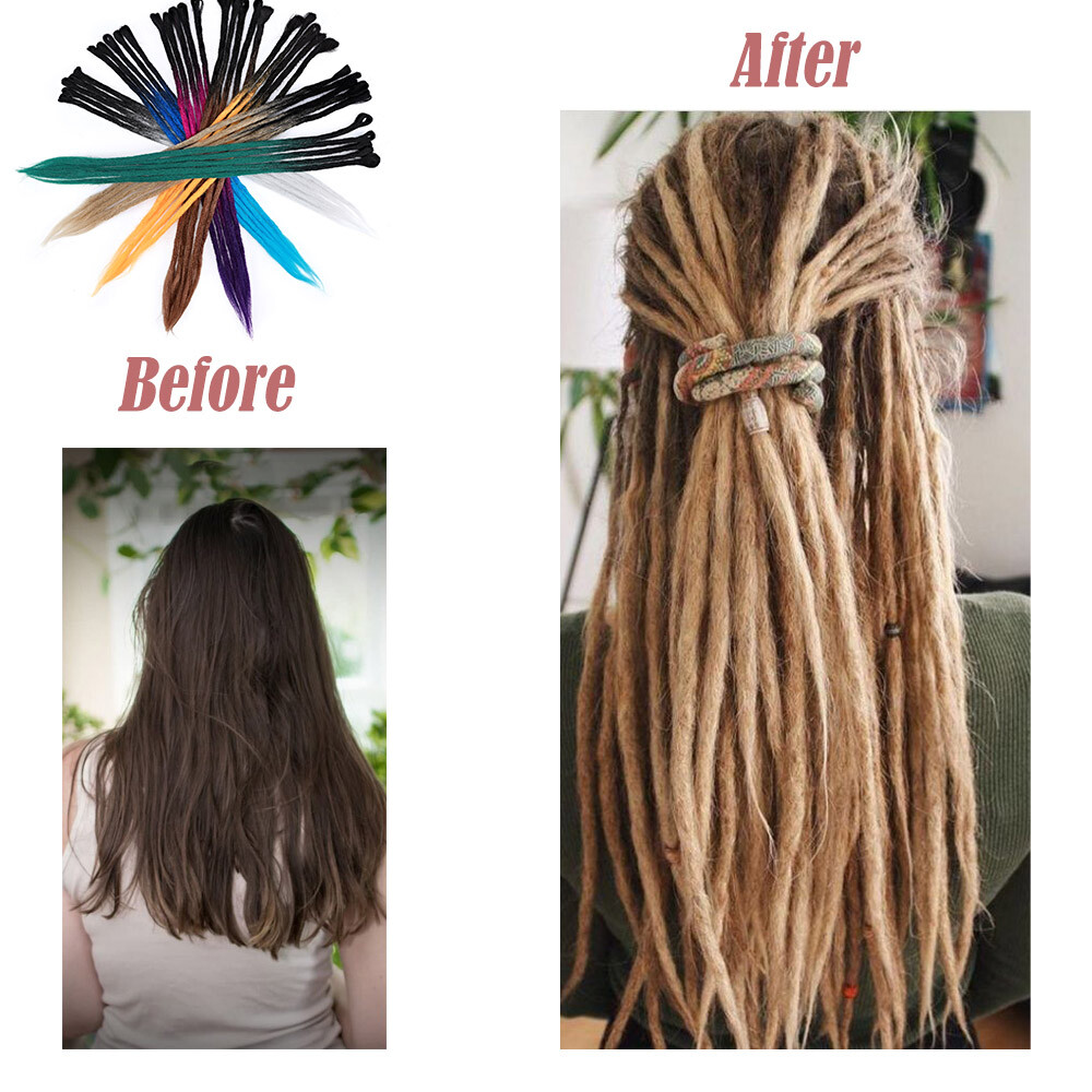Long Ombre Dreadlocks Hair Extensions Synthetic Crochet Braiding Dreads Locs US