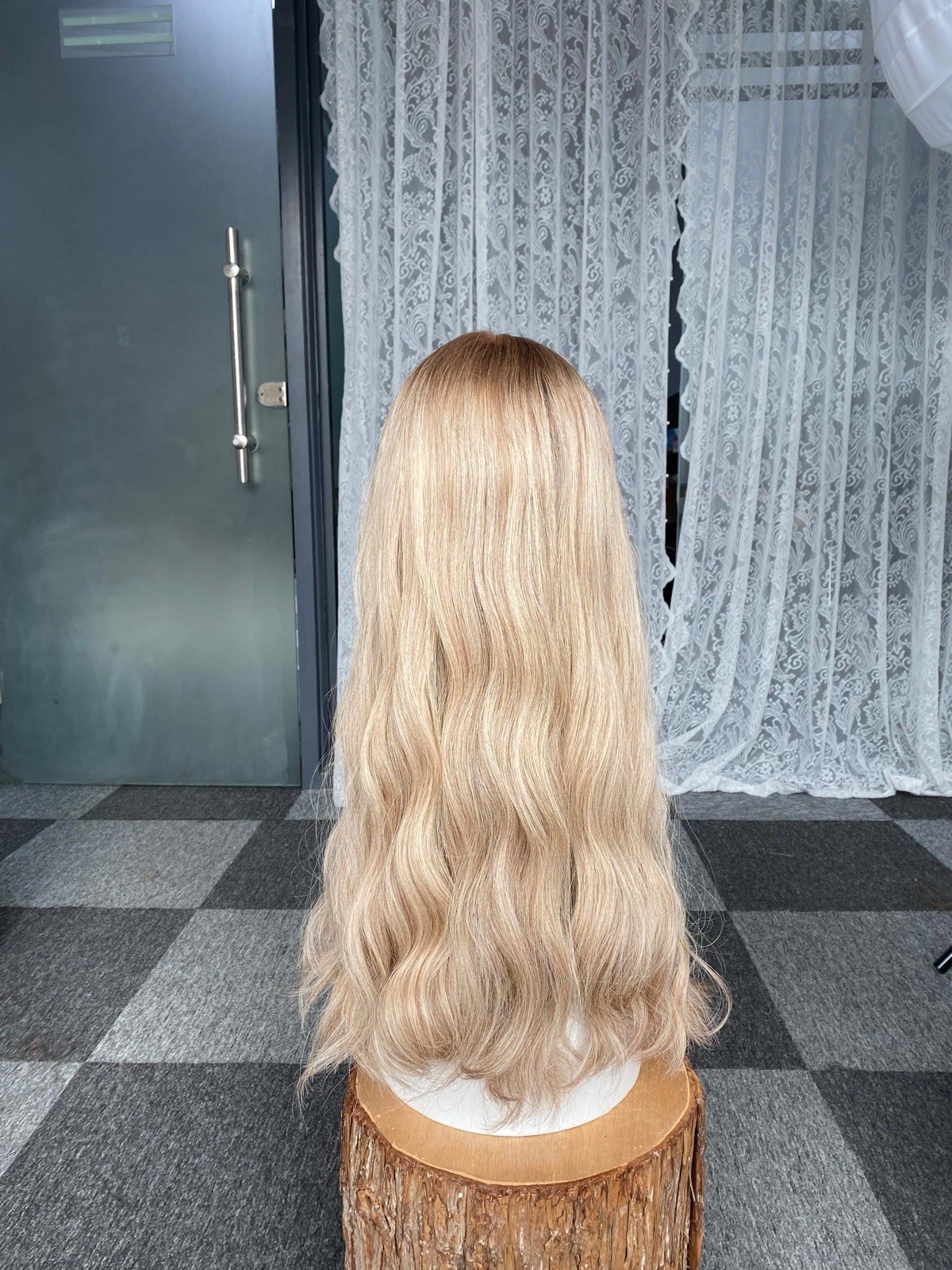 Lace Top Human Hair Wig Sheitel– 25” | Slight Layer | Color 6/613 | Medium Cap