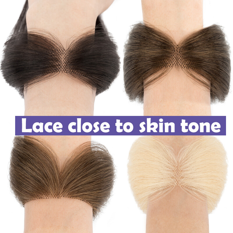Women Topper REMY 100 Human Hair Toupee Forehead Hairline Lace Base Skin Thin 8A