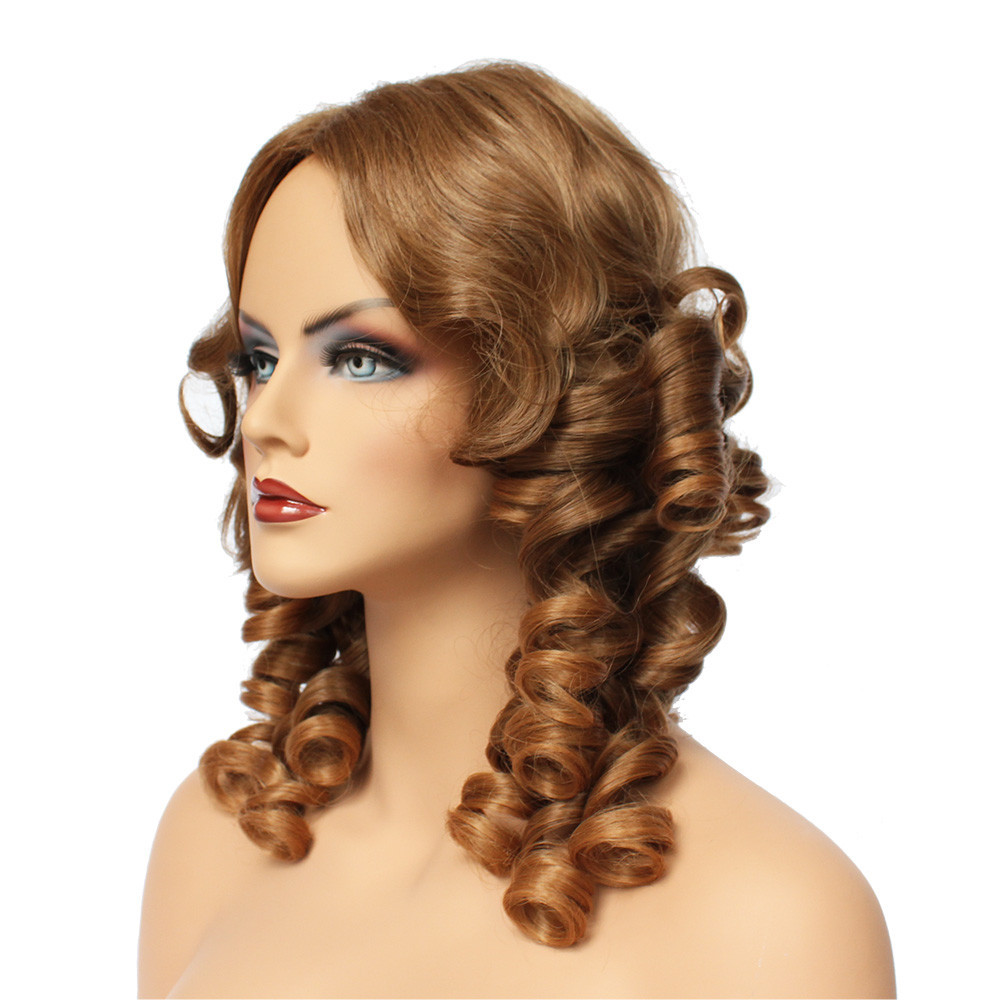 Classic Cap women Synthetic wavy Medium Butter Scotch full wig HengFeng MHL06