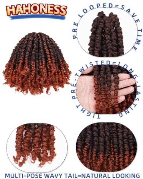 6 Inches 8 Packs Super Short Passion Twist Crochet 6 Inch (Pack of 8) T1B/350