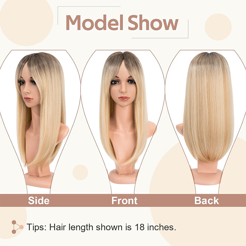 Free Part Women Topper Real As Human Hair Top Toupee Piece Clip in Hairpiece 18″