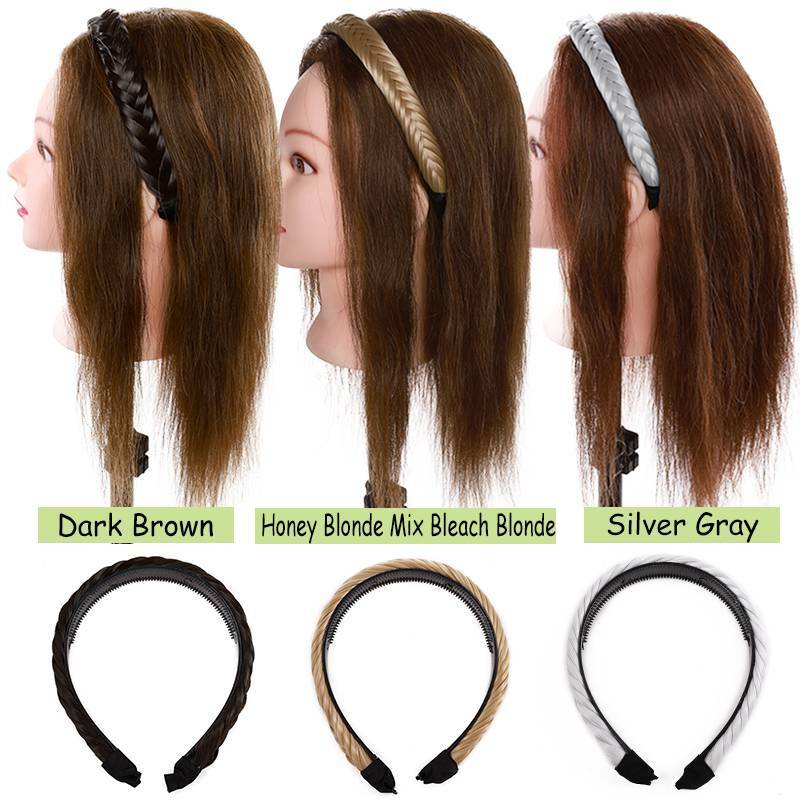 Women Hair Braided Plaited Headband Synthetic Plait Hairband Hairwear as Human